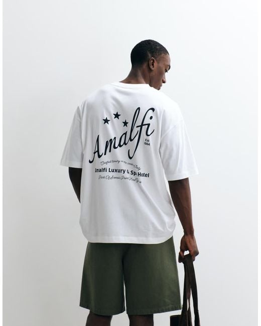 ASOS White Oversized T-shirt With Amalfi Text Graphic for men