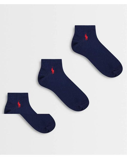 Polo Ralph Lauren Blue 3 Pack Trainer Socks for men