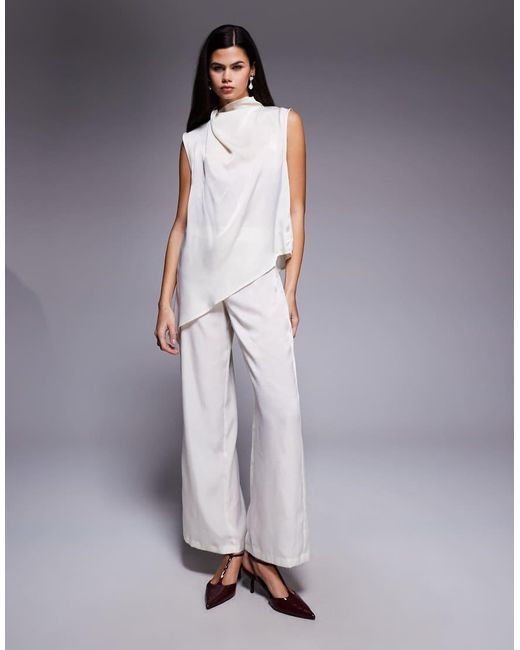 ASOS Purple Satin Straight Leg Co-ord Trouser