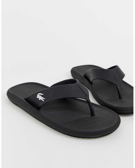 Lacoste Black Croco Flip Flops for men