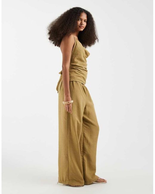Vero Moda Metallic Linen Look High Waist Wide Leg Trouser Co-ord