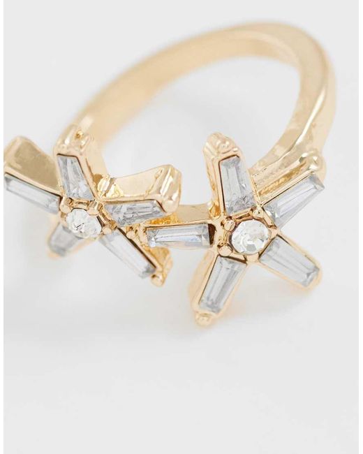 ASOS Natural Ring With Mini Crystal Star-Fish Design