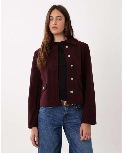 New Look Red Button Down Shacket