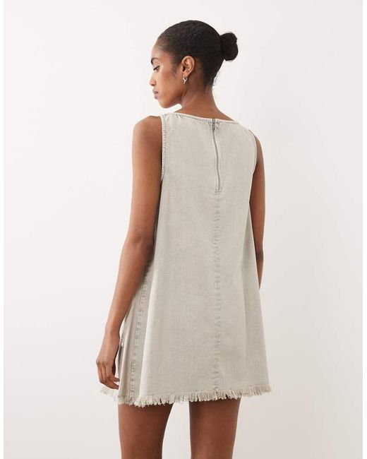 ASOS White Slash Neck Twill Mini Dress With Pearl Embellishment