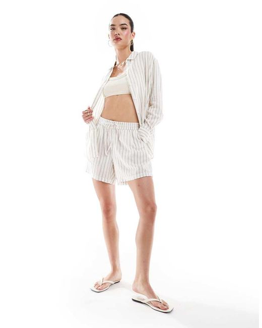 Vero Moda White Linen Blend Loose A Line Shorts Co-ord