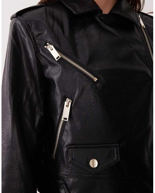 River Island Black River Island Belted Cropped Biker Jacket