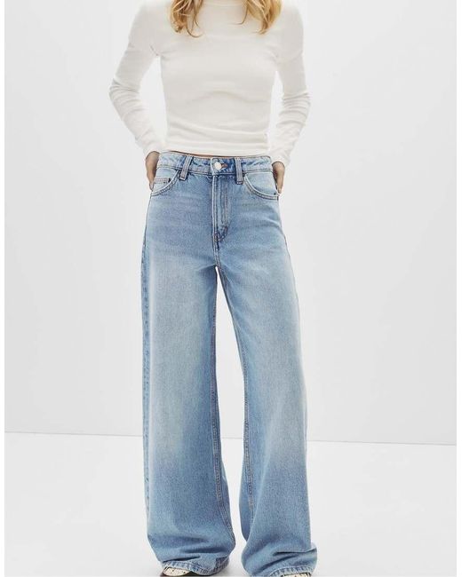 Pull&Bear Blue Wide-Leg Jeans