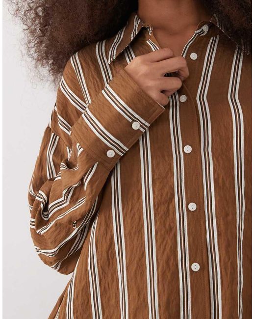 Mango Brown Classic Oversized Shirt