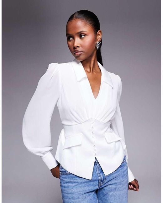 River Island White Corset Detail Blouse