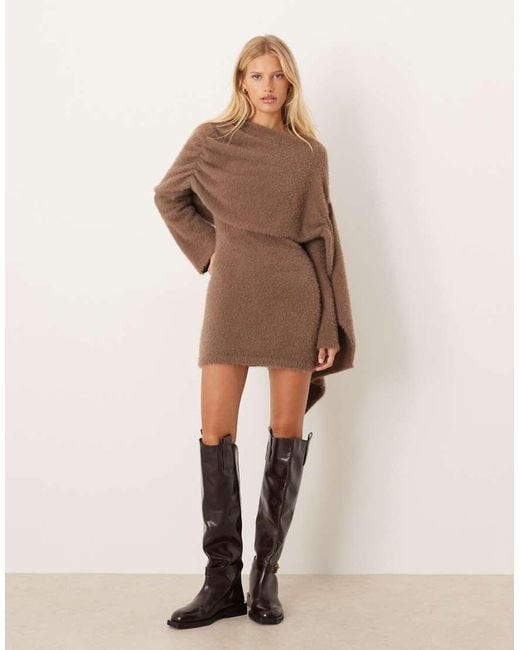 Pretty Lavish Natural Drape Knit Mini Dress