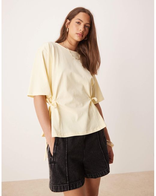 ASOS Natural Oversized T Shirt With Tie Detail