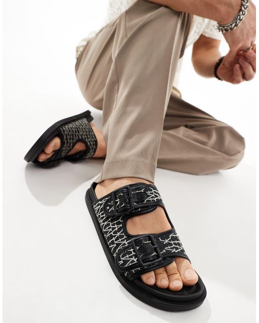 ASOS – sandalen aus gewebtem canvas in Multicolor für Herren