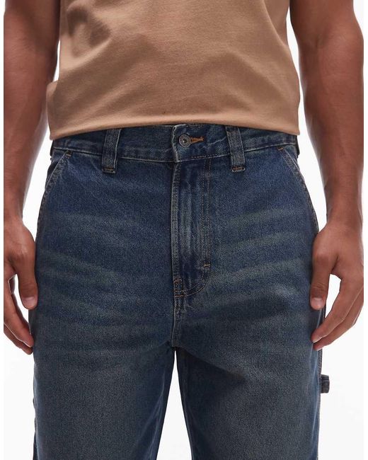 Vaqueros Azules De Pernera Ancha Y Estilo Carpintero Con Tintando Caqui Stevensville De -Verde Dickies de hombre de color Blue