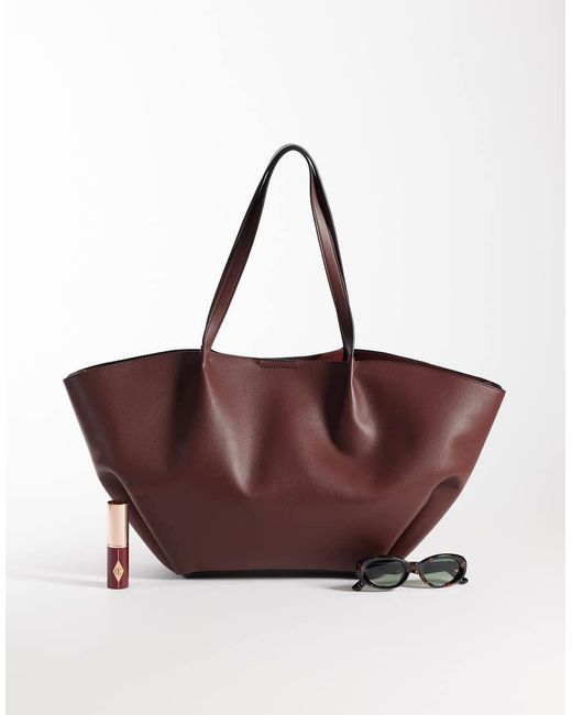 ASOS Purple Pinched Seam Bonded Tote Bag