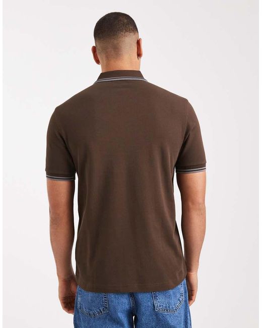 Fred Perry Brown Twin Tipped Polo for men