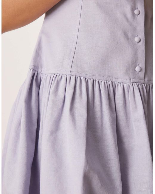 ASOS Natural Slash Neck Button Down Dropped Waist Mini Dress