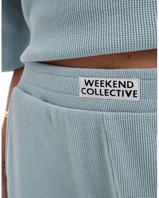 ASOS Blue Asos design – weekend collective – lang geschnittene shorts