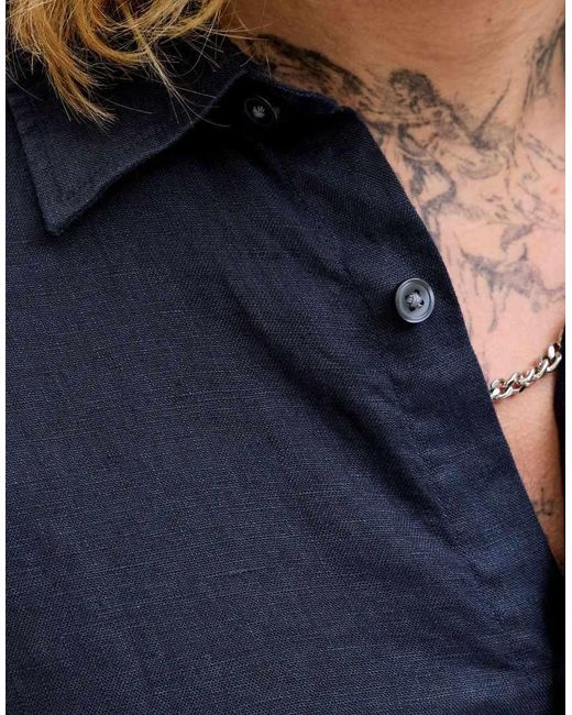 Jack & Jones Blue 100% Linen Shirt for men