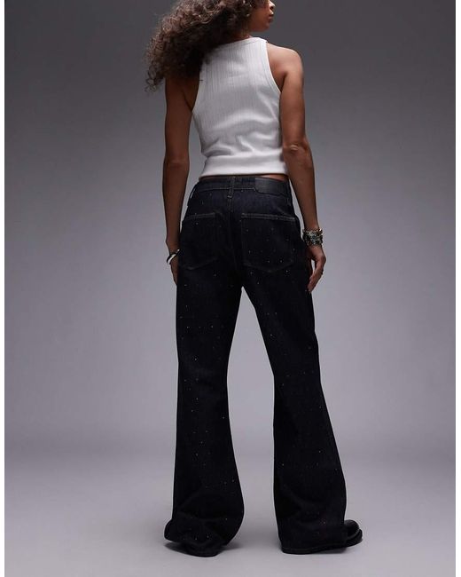 AllSaints Black Ember Sparkle Flare Jean