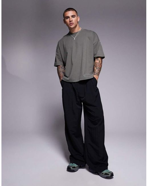 T-Shirt Squadrata Oversize di ASOS in Gray da Uomo
