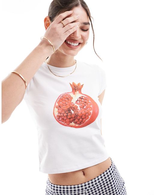 ASOS White Baby Tee With Pomegranate Graphic