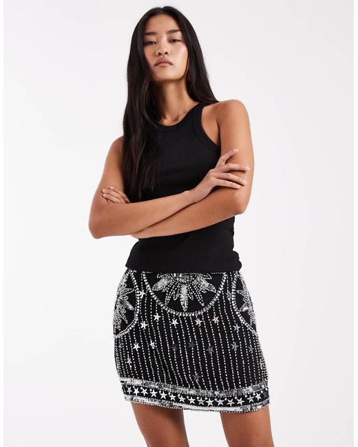 ASOS Black Celestial Embellished Detail Mini Skirt