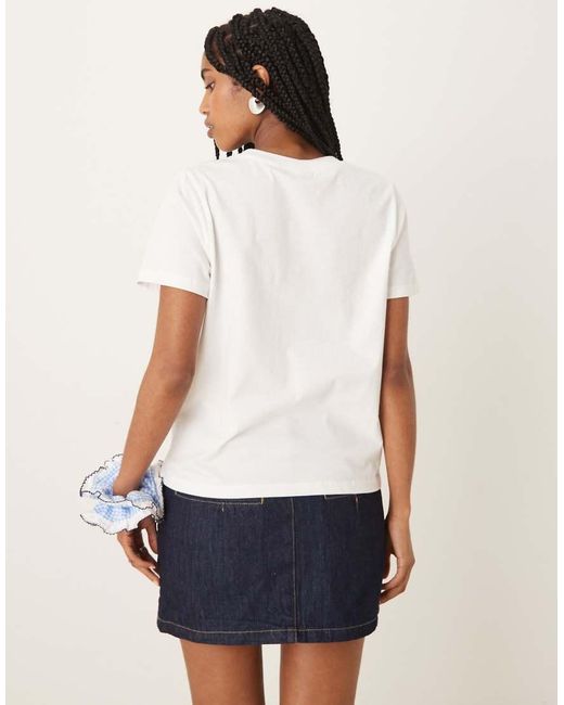 Jdy White Crochet Pocket Detail T-shirt