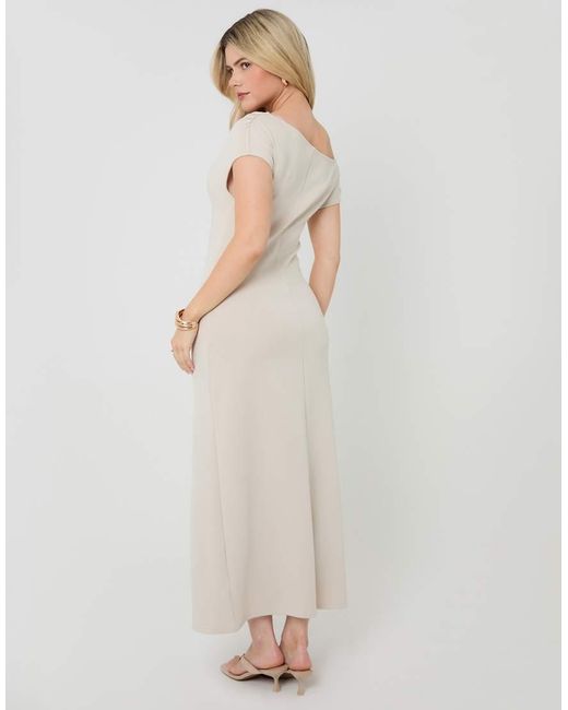 Threadbare White Off Shoulder Draped Jersey Maxi Dress