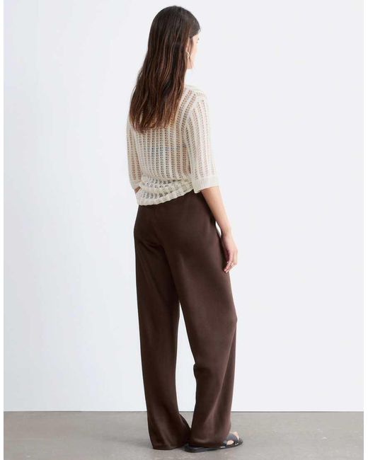 & Other Stories Brown Wide Leg Satin Trousers