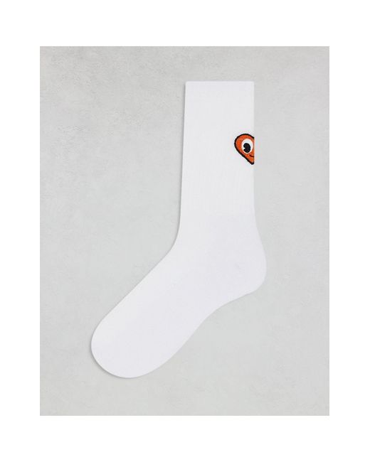 ASOS White Sock With Heart Embroidery for men