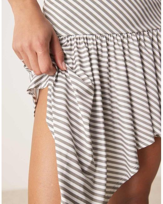 ASOS Natural Stripe Hanky Hem Skirt