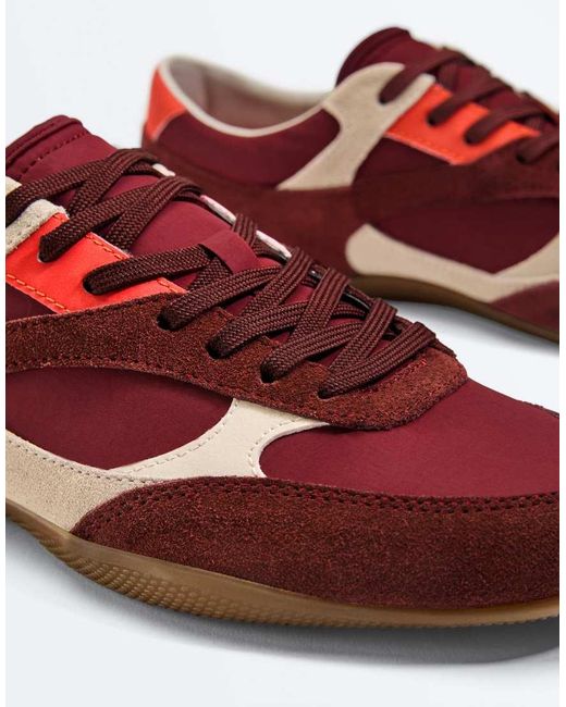 Oysho Red Retro-Style Trainers