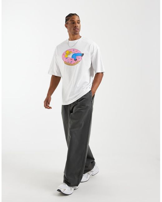 ASOS White Oversized Tee With The Simpsons Print for men