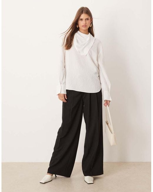 Mango White Curved Hem Blouse