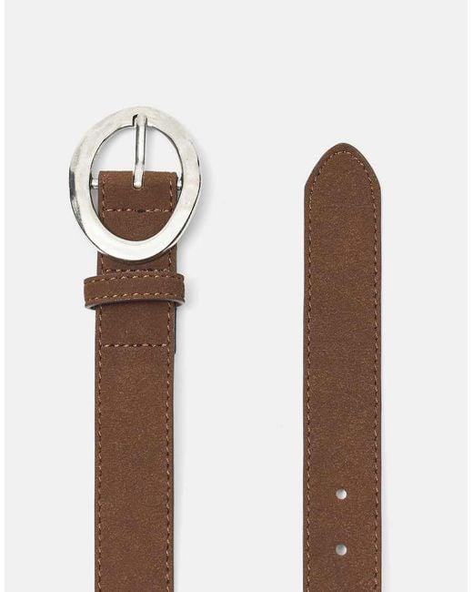 Pull&Bear White Belt With Oval Buckle