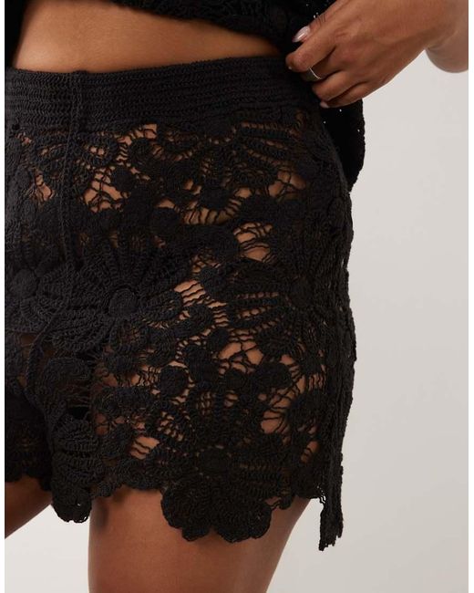 ASOS Black Asos Design Curve Crochet Short Co-Ord