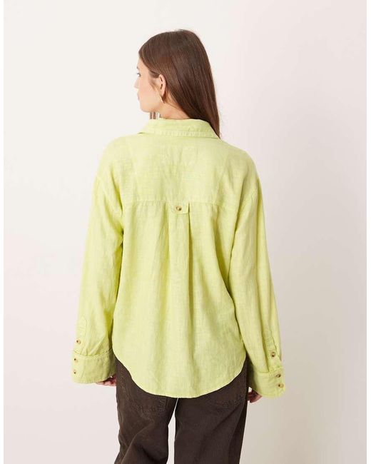 Free People Yellow Linen Rich Laurel Top