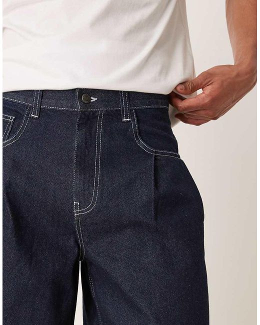 Jorts Di Jeans Taglio Lungo Lavaggio Grezzo Con Pieghe Sulle Tasche di ASOS in Natural da Uomo