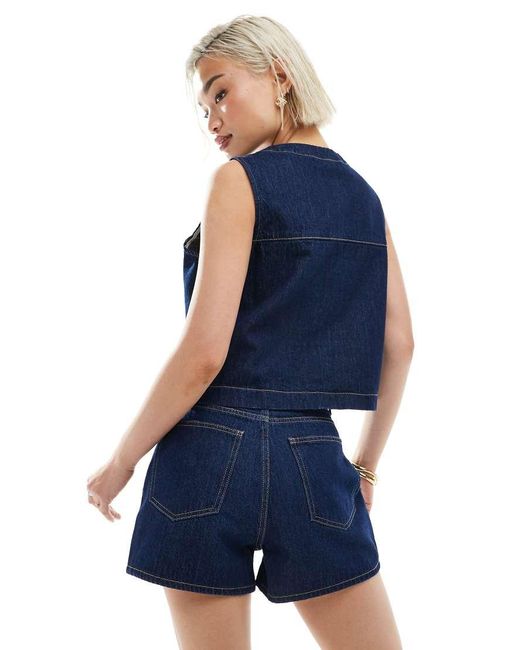 ASOS Blue Denim Short With Patch Pocket Flaps Co-ord