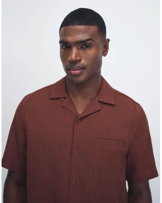 ASOS Red Co-ord Linen Look Relaxed Shirt for men