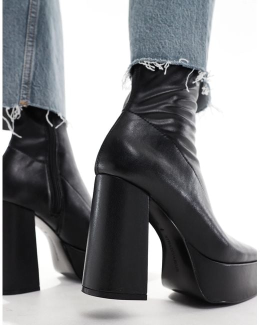 Black & Blue Flat Platform Ankle Boots
