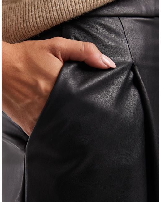 Miss Selfridge Black Faux Leather Barrel Leg Pants