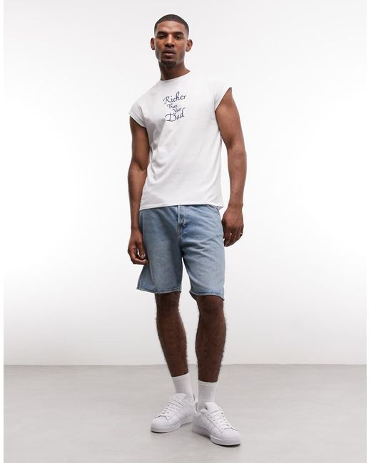 ASOS Brown Capped Sleeve T-shirt With Text Graphic for men