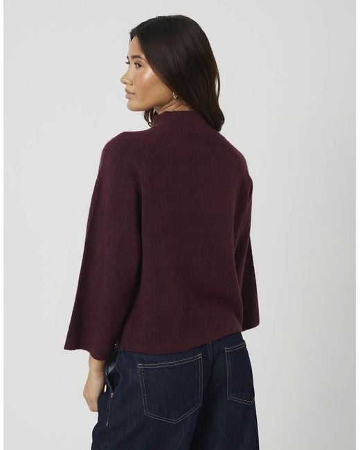 Brave Soul Purple Turtle Neck Loose Fit Knitted T-Shirt