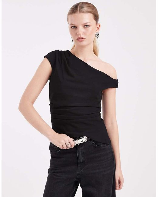 New Look Black Fallen Shoulder Top