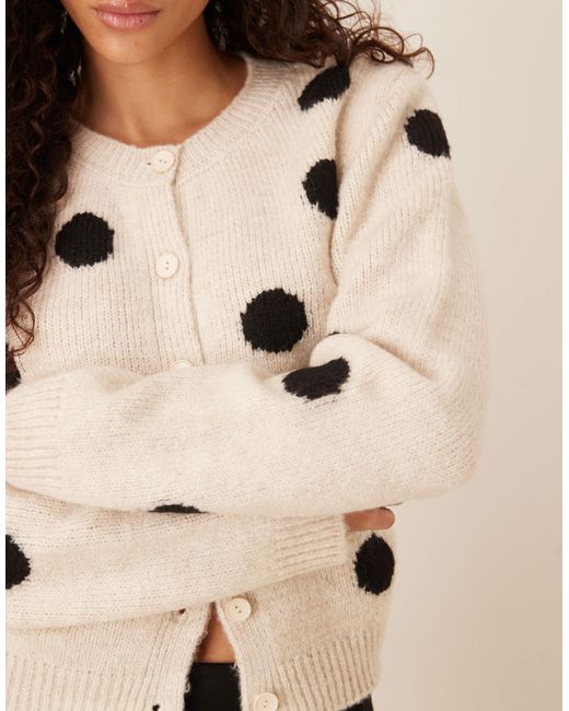 ASOS Natural Knitted Cardigan With Wool