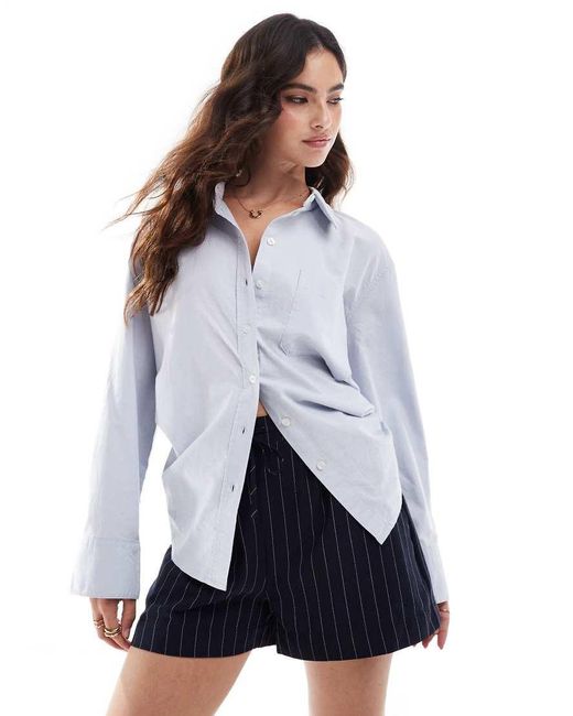 Vero Moda Blue Oversized Shirt With Wide Cuff Sleeves