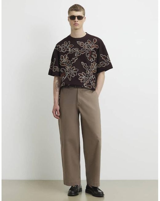 River Island Brown Oversized Fit Roping Floral T-Shirt for men