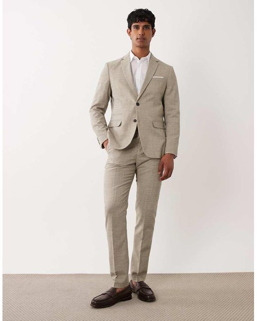SELECTED Natural Linen Mix Slim Fit Blazer for men