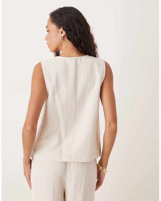 ASOS White Tie Front Waistcoat With Linen Co-ord